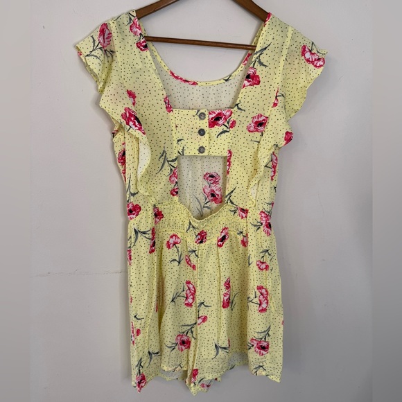Jolt yellow floral romper open back SZ medium - Picture 2 of 9